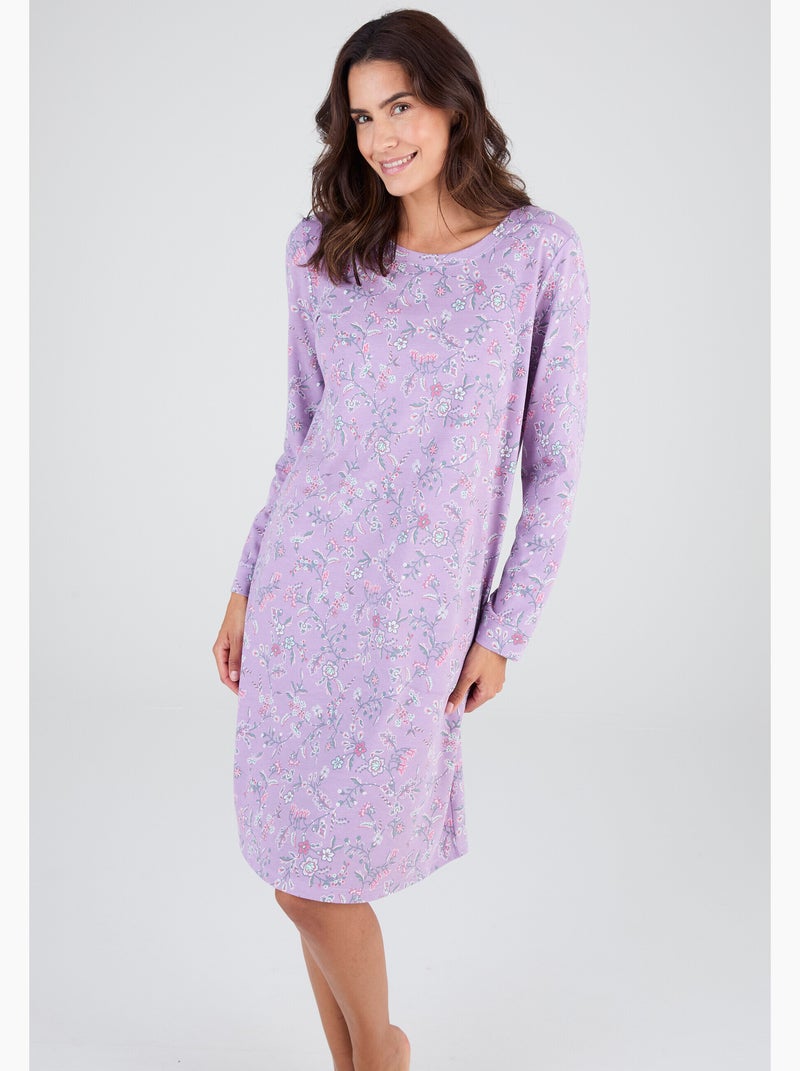 Chemise de nuit émerisée - Damart Violet - Kiabi
