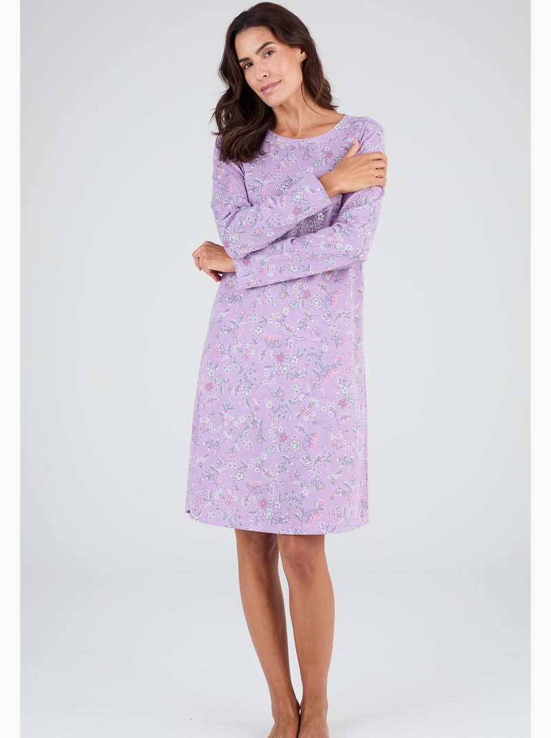 Chemise de nuit émerisée - Damart Violet - Kiabi