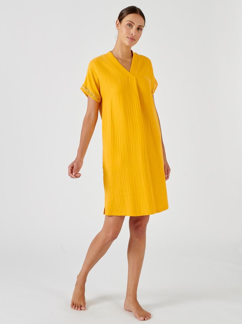 Chemise de nuit en gaze de pur coton - Damart Jaune - Kiabi