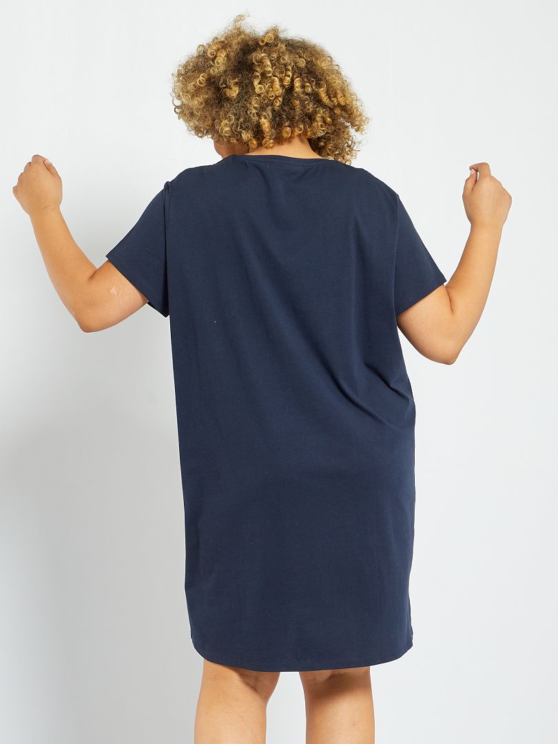 Chemise de nuit en jersey bleu - Kiabi