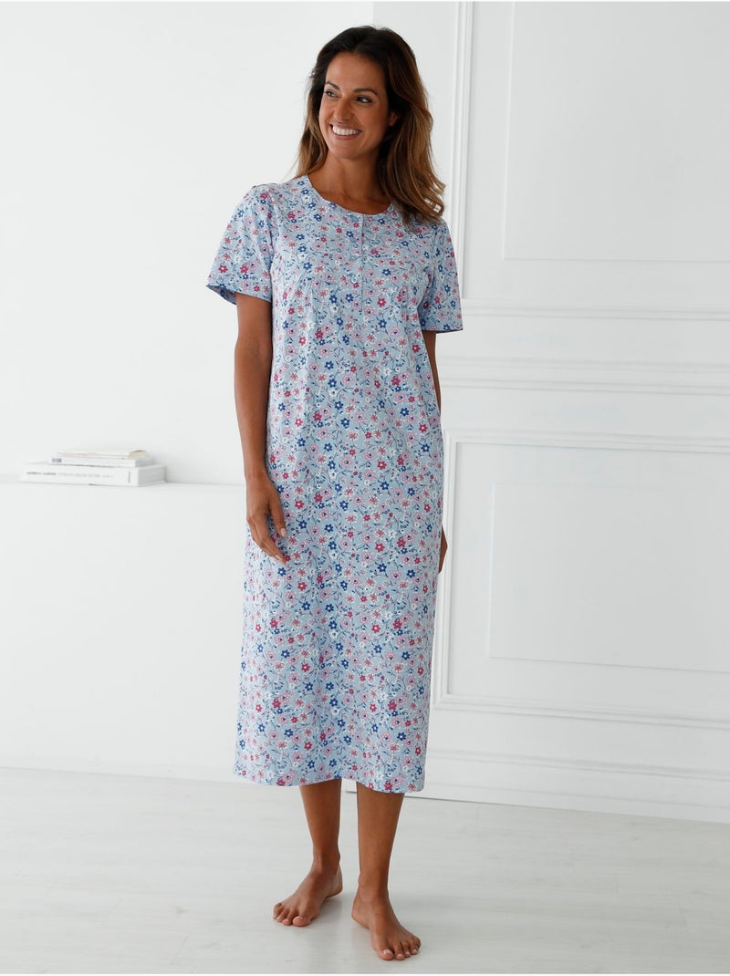 Chemise de nuit en maille - DAXON Bleu Multicolore - Kiabi