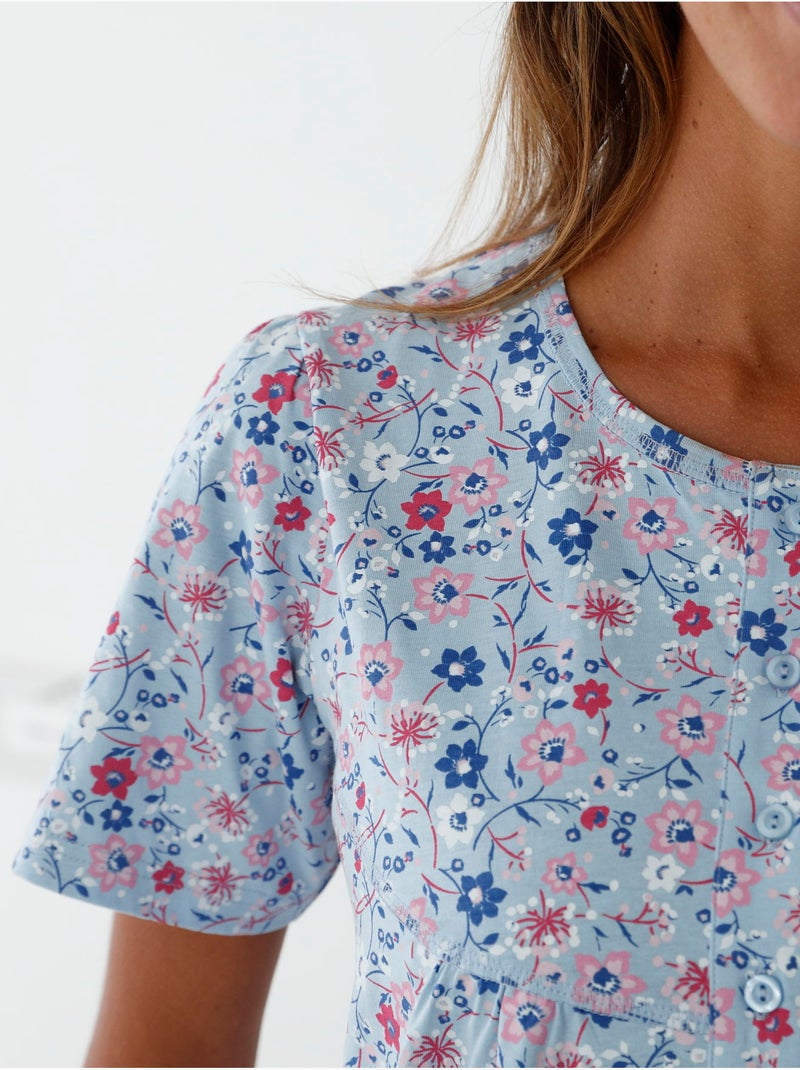 Chemise de nuit en maille - DAXON Bleu Multicolore - Kiabi