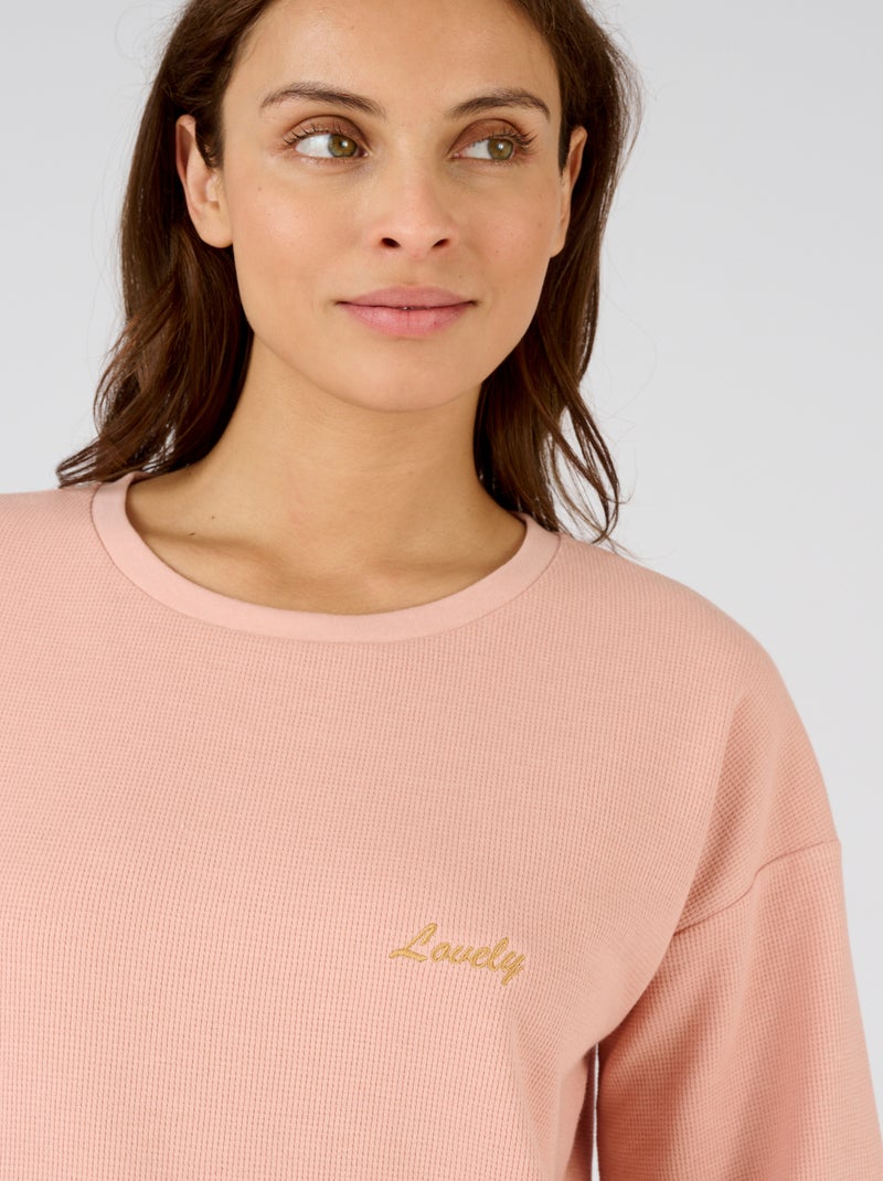 Chemise de nuit en maille gaufrée - Damart Rose - Kiabi