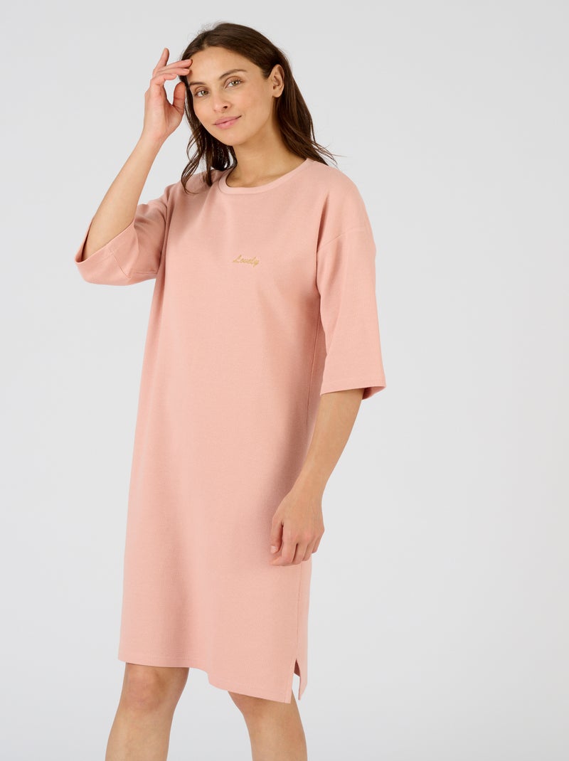 Chemise de nuit en maille gaufrée - Damart Rose - Kiabi