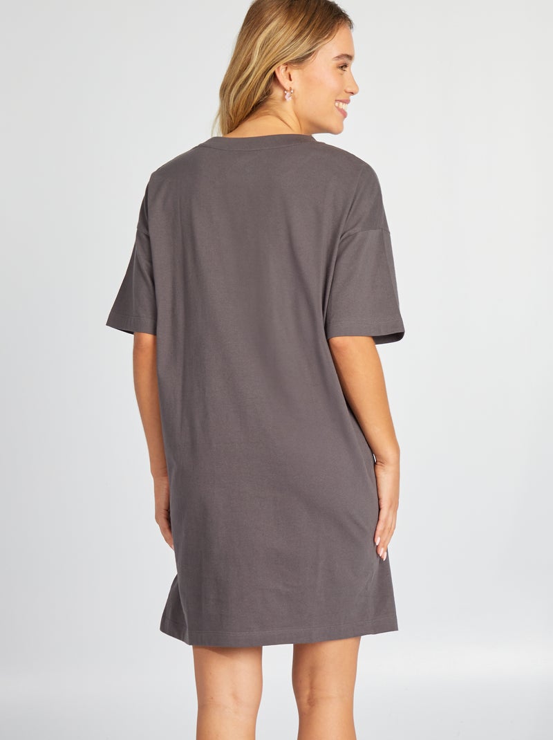 Chemise de nuit en maille jersey 'Bisounours' Gris - Kiabi