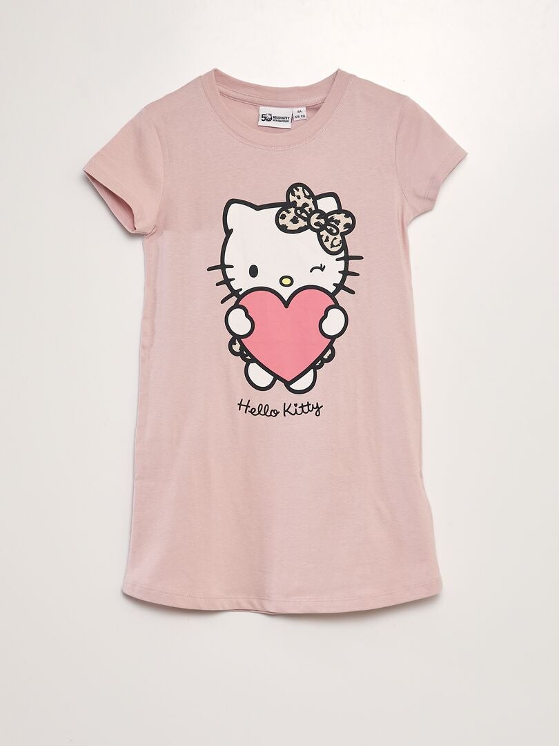 Chemise de nuit en maille jersey 'Hello Kitty' Rose - Kiabi