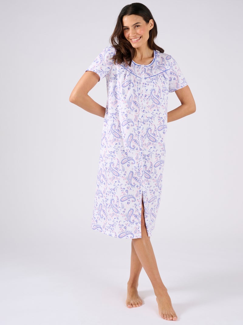 Chemise de nuit en maille jersey pur coton - Damart Bleu - Kiabi