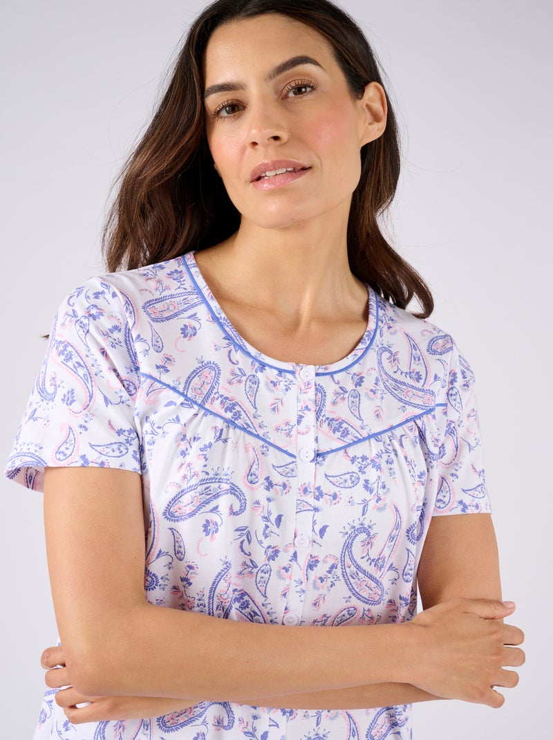 Chemise de nuit en maille jersey pur coton - Damart Bleu - Kiabi