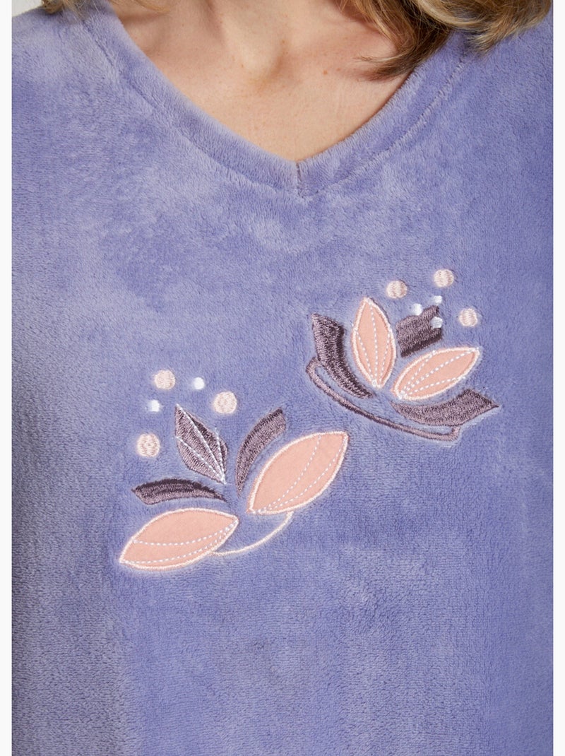 Chemise de nuit en maille peluche - afibel Violet - Kiabi