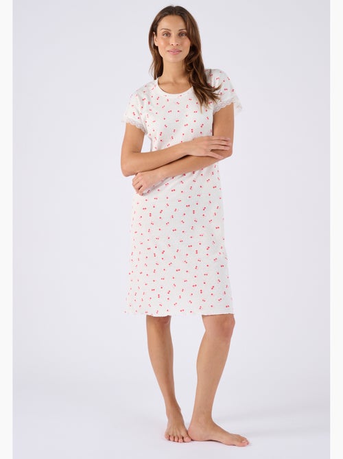 Chemise de nuit en maille pointelle - Damart - Kiabi