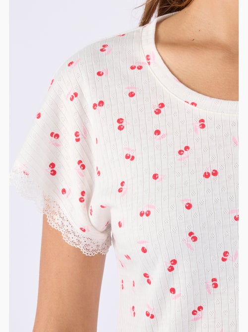 Chemise de nuit en maille pointelle - Damart - Kiabi