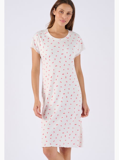 Chemise de nuit en maille pointelle - Damart - Kiabi