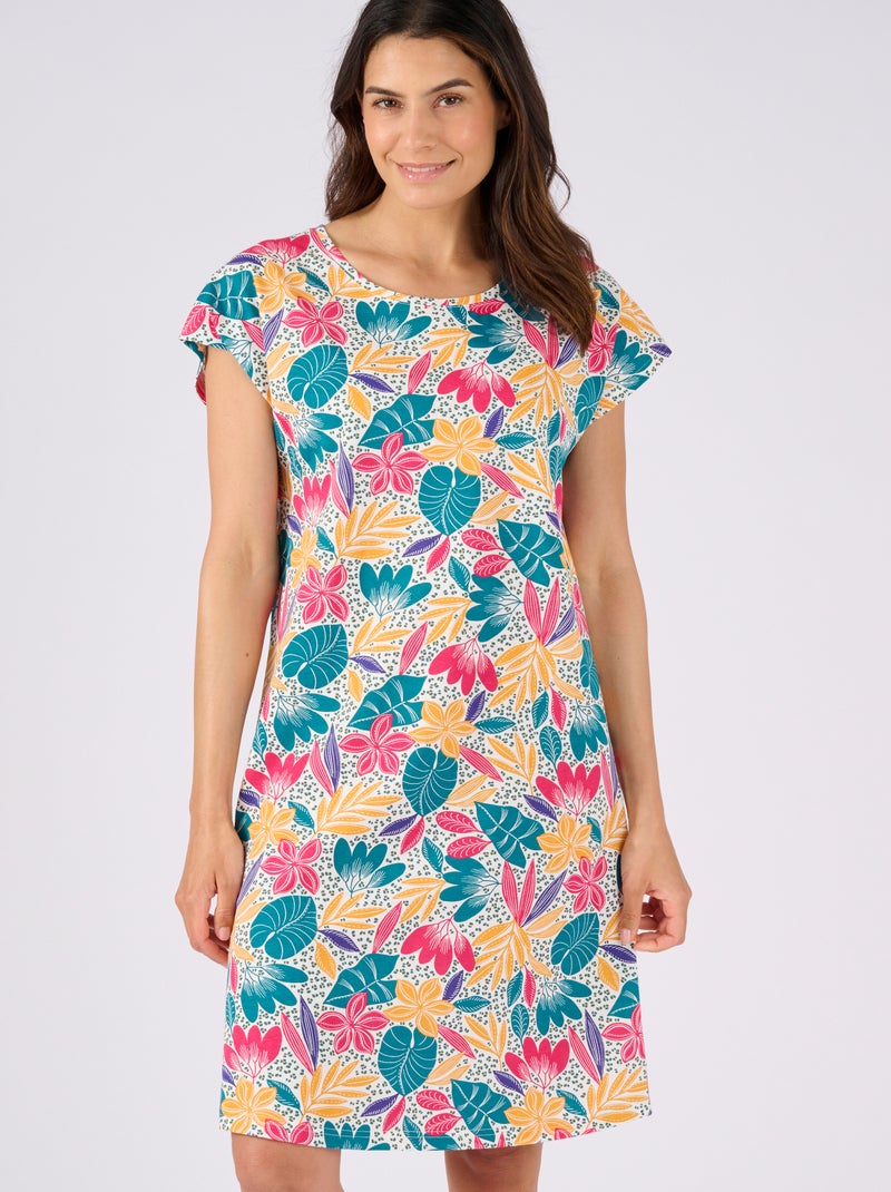 Chemise de nuit en pur coton - Damart - Jaune pâle - Femme - 19.99€ - Kiabi