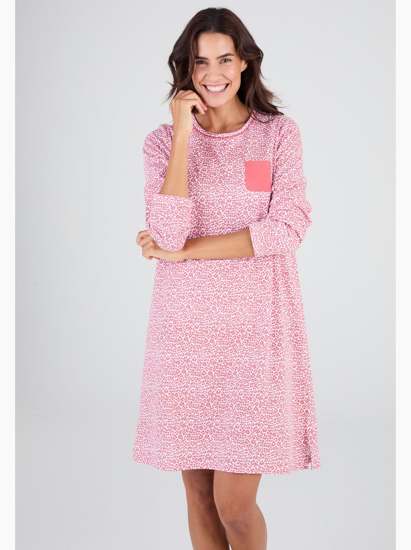 Chemise de nuit en pur coton - Damart Rose - Kiabi