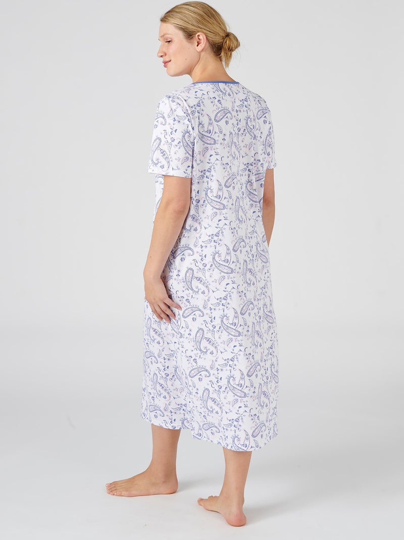Chemise de nuit en pur coton peigné - Damart Bleu - Kiabi