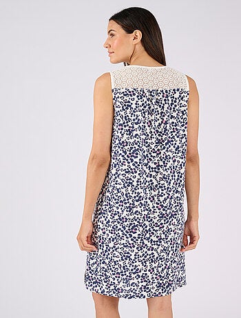 Chemise de nuit en pur coton peigné, détails dentelle - Damart