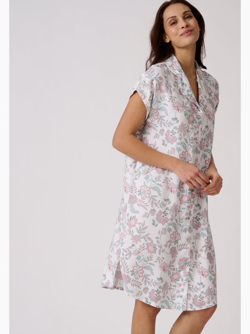 Chemise de nuit en pure viscose - Damart Blanc - Kiabi