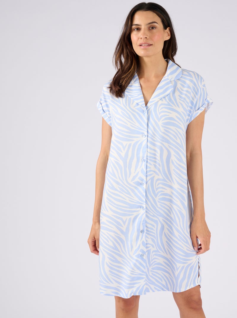 Chemise de nuit en pure viscose - Damart Bleu - Kiabi