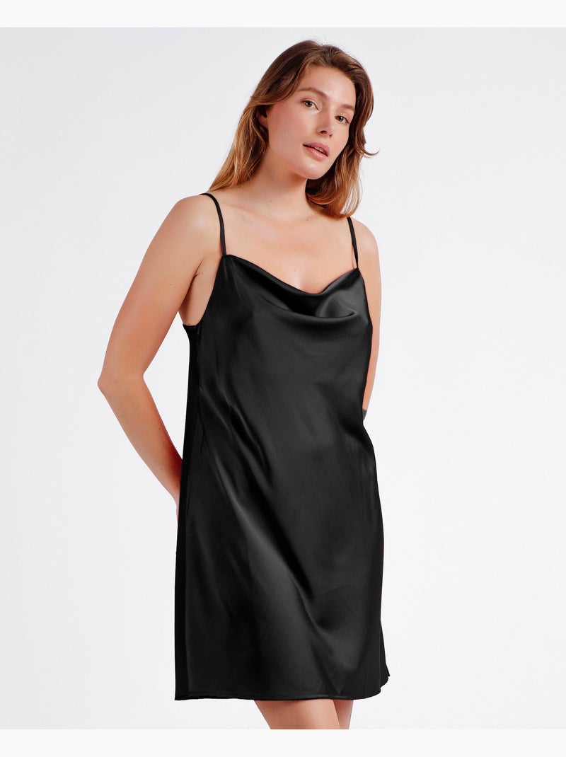 Chemise de nuit en satin de luxe pour femme ADMAS Noir - Kiabi