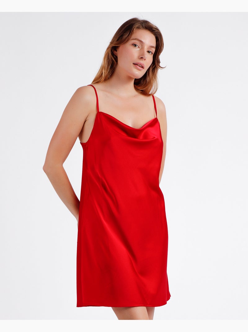 Chemise de nuit en satin de luxe pour femme ADMAS Rouge - Kiabi