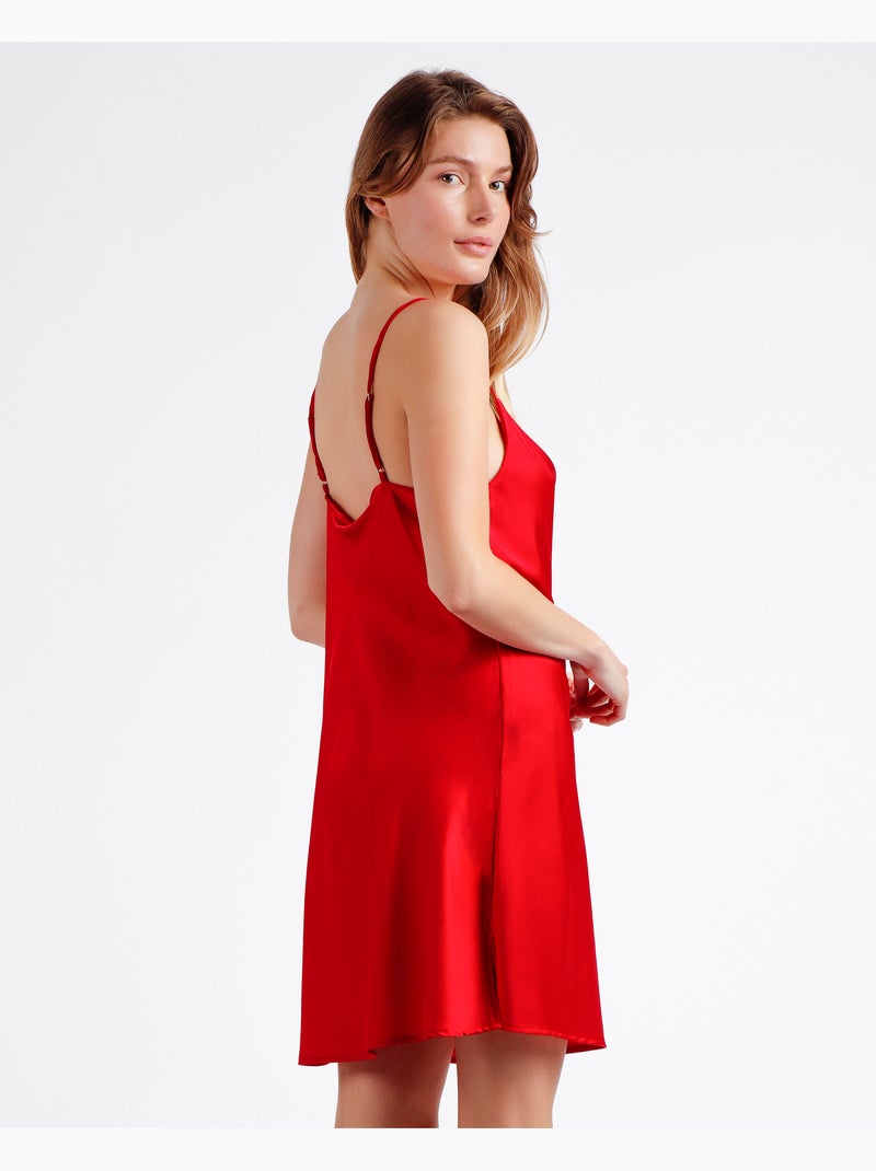 Chemise de nuit en satin de luxe pour femme ADMAS Rouge - Kiabi