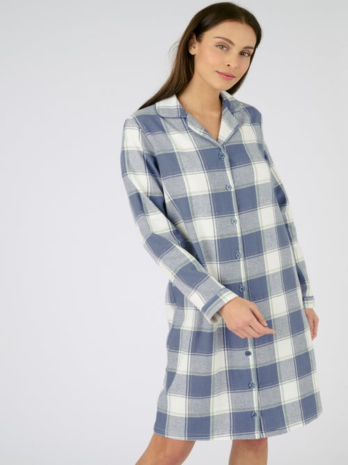 Chemise de nuit flanelle pur coton - Damart - Kiabi