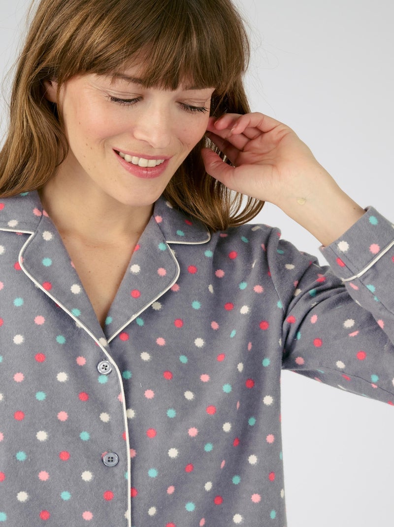 Chemise de nuit flanelle pur coton - Damart Gris - Kiabi