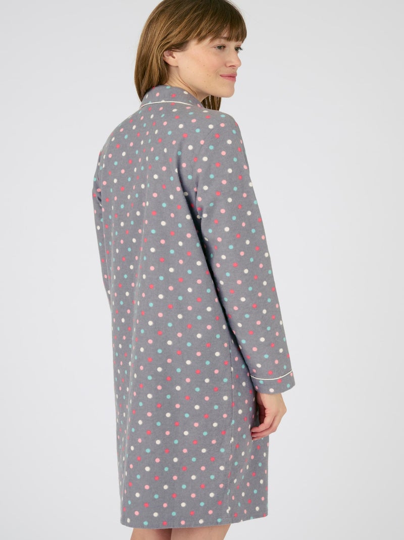 Chemise de nuit flanelle pur coton - Damart Gris - Kiabi