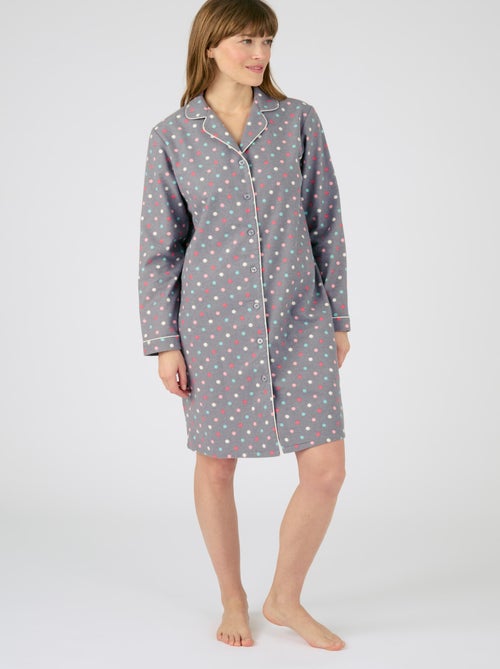 Chemise de nuit flanelle pur coton - Damart - Kiabi
