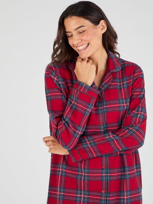 Chemise de nuit flanelle pur coton - Damart - Kiabi