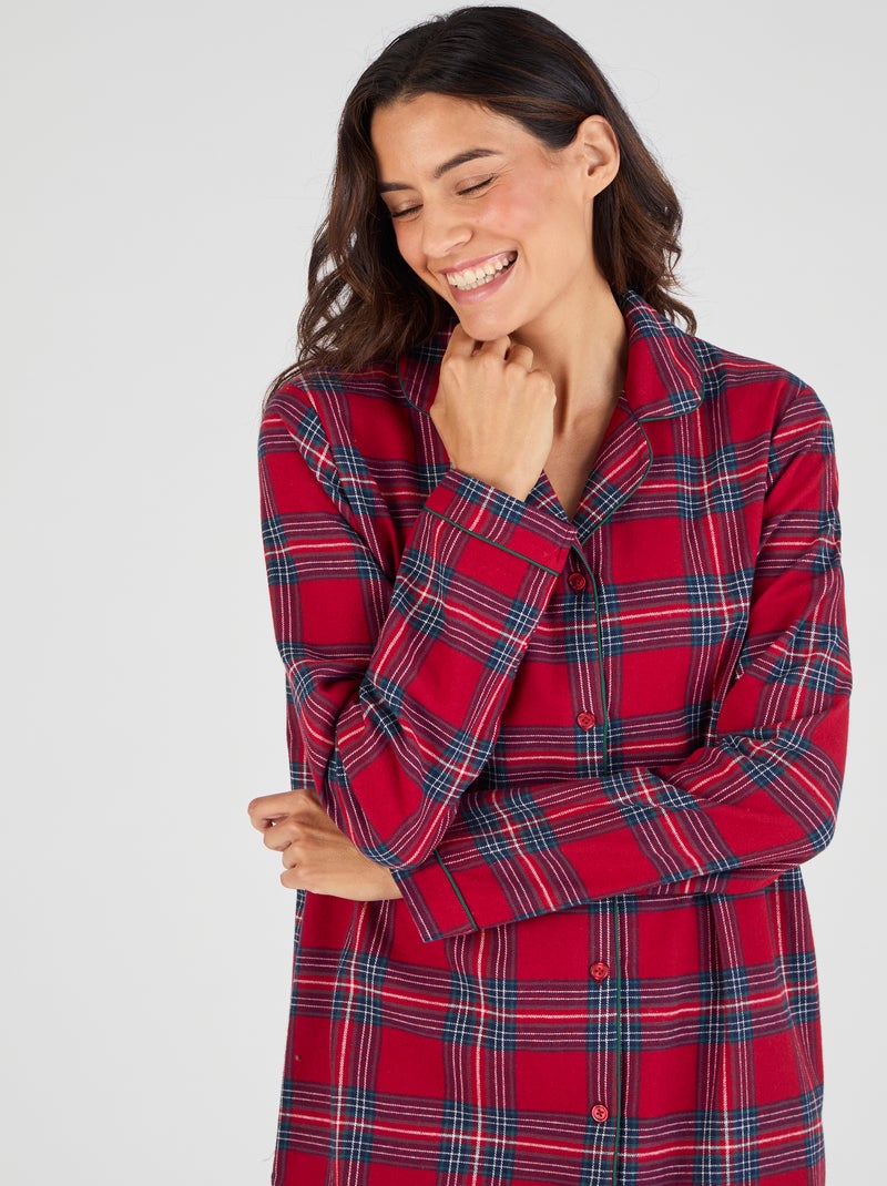 Chemise de nuit flanelle pur coton - Damart Rouge - Kiabi