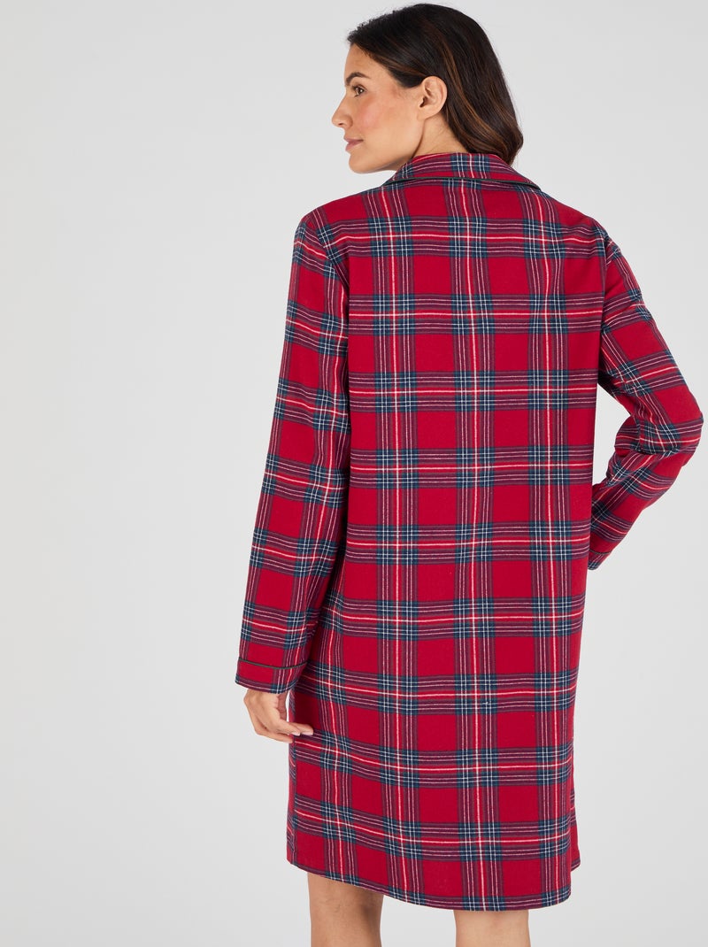 Chemise de nuit flanelle pur coton - Damart Rouge - Kiabi