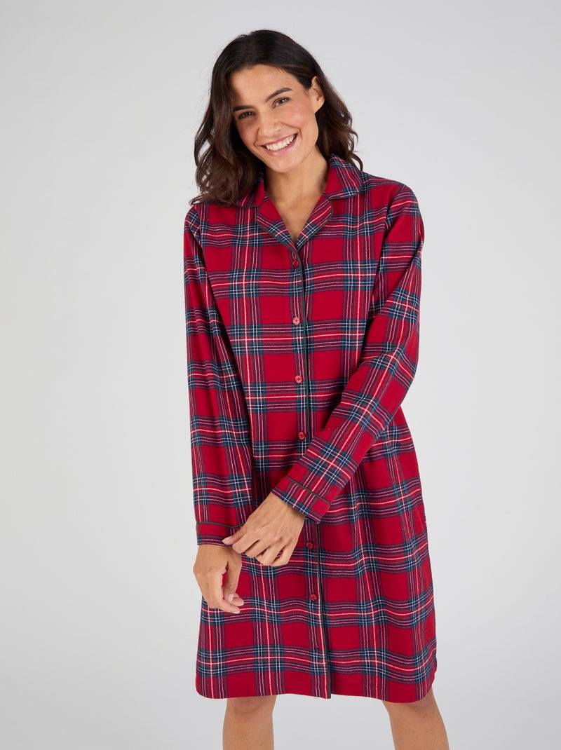 Chemise de nuit flanelle pur coton - Damart Rouge - Kiabi