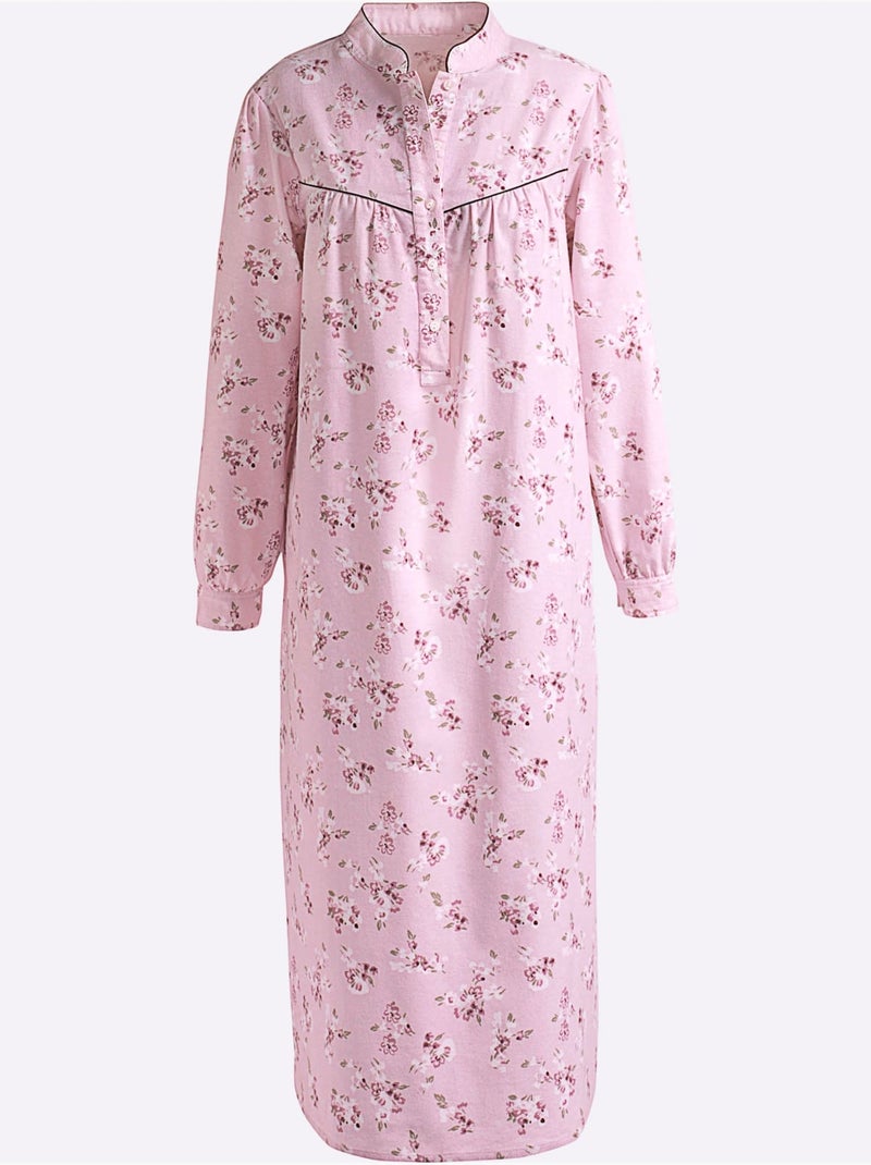 Chemise De Nuit Flanelle Tissée, Grattée à L'intérieur Et à L'extérieur - Taille Standard - Witt Rose - Kiabi
