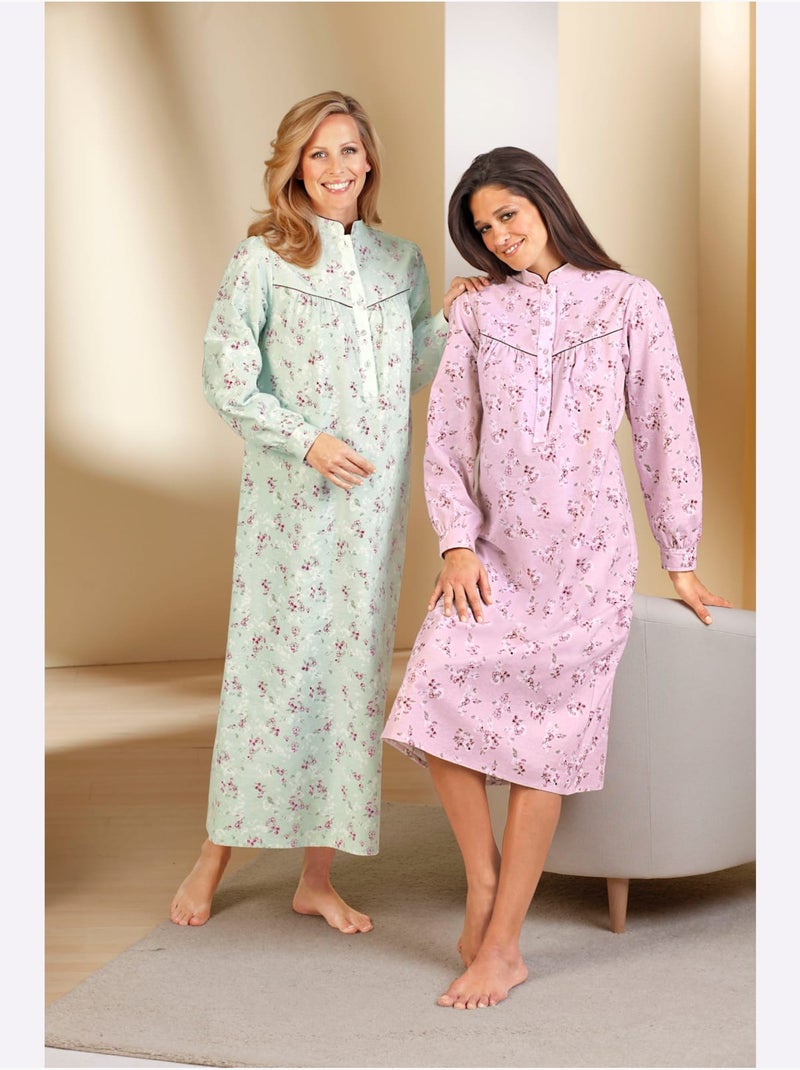 Chemise De Nuit Flanelle Tissée, Grattée à L'intérieur Et à L'extérieur - Taille Standard - Witt Vert menthe - Kiabi