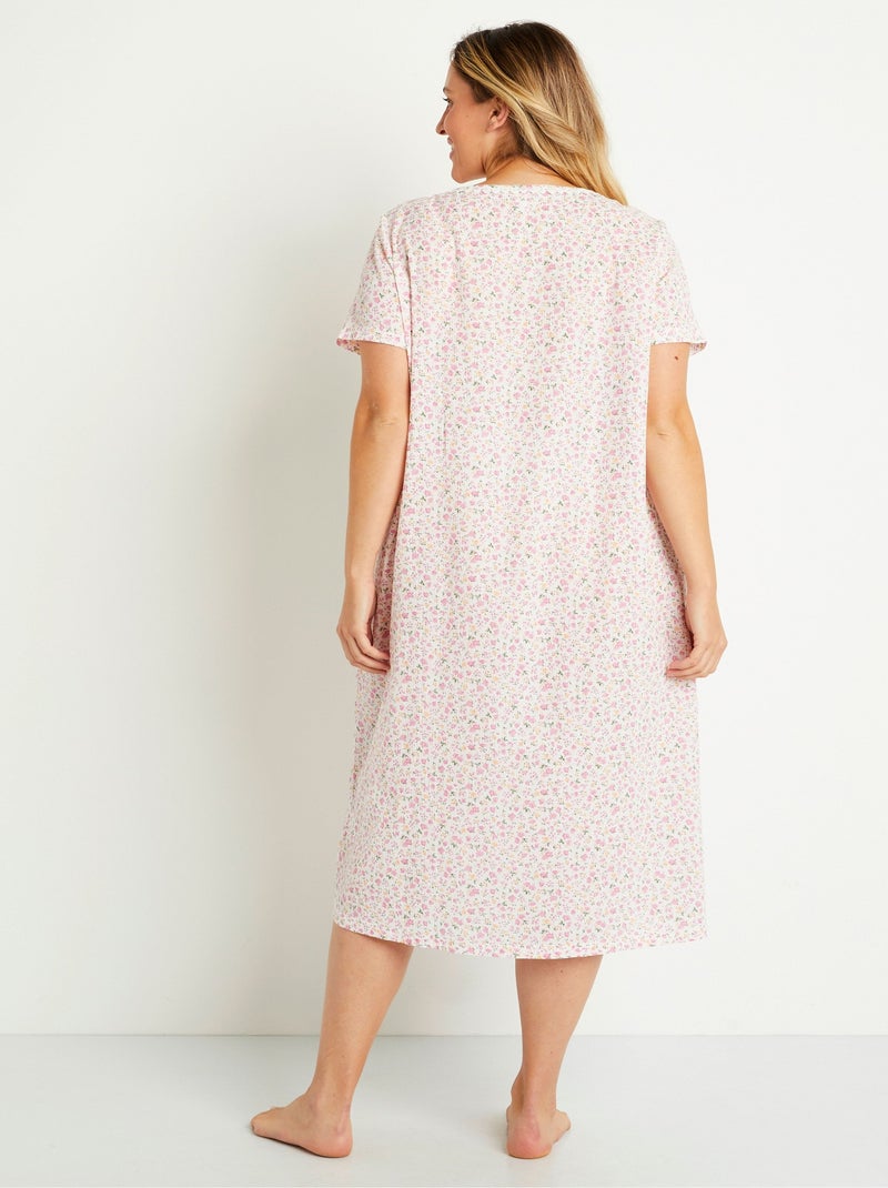 Chemise de nuit fleurie guipure fantaisie Multicolore - Kiabi