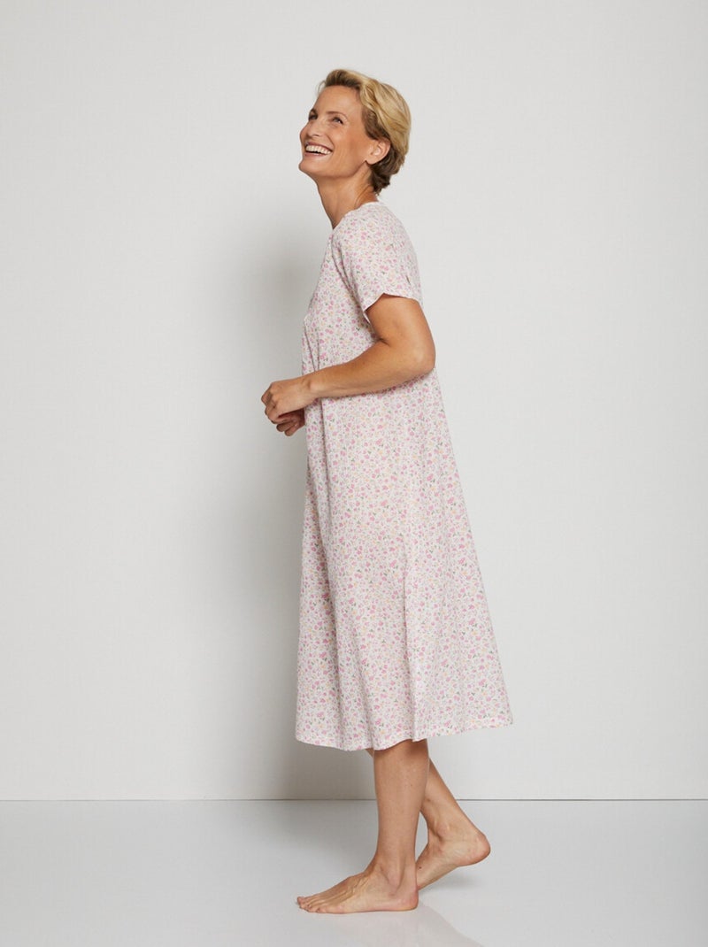 Chemise de nuit fleurie guipure fantaisie Multicolore - Kiabi