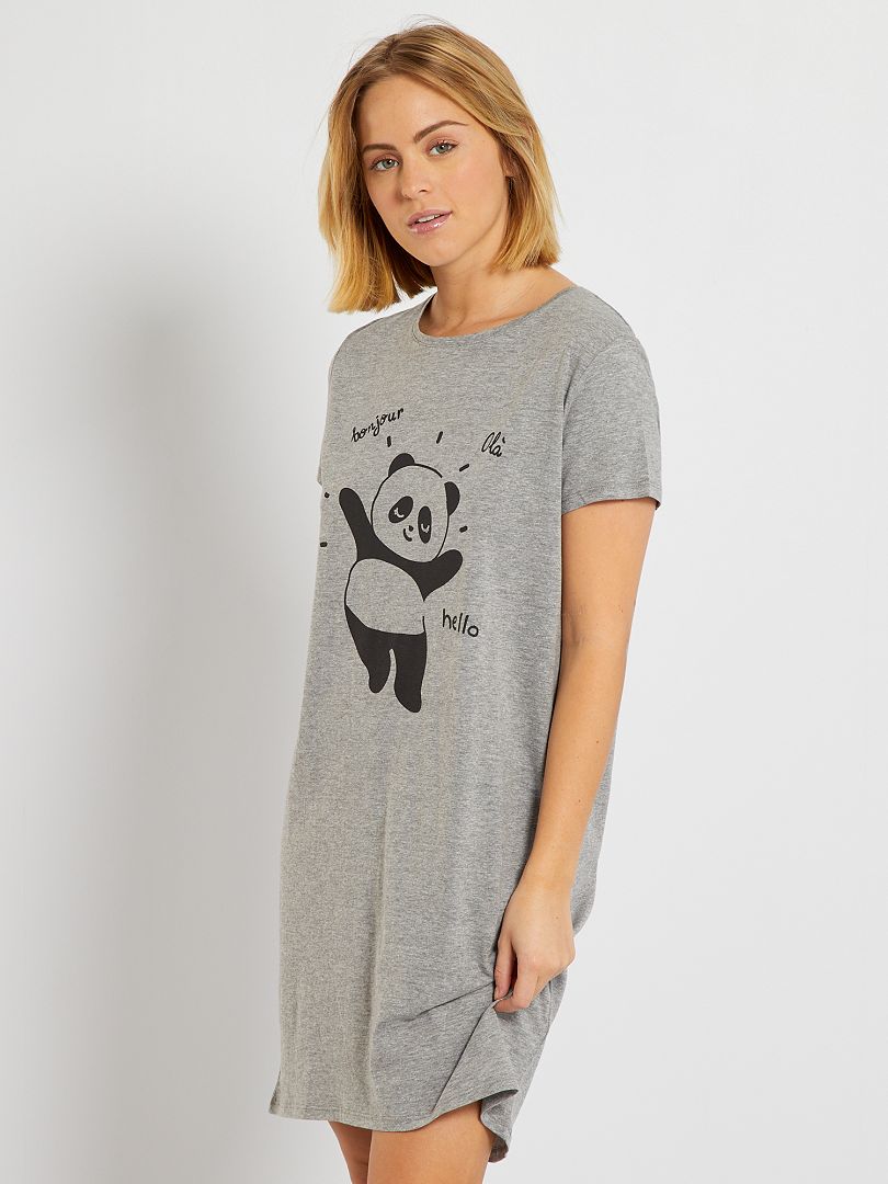 Chemise de nuit gris panda - Kiabi