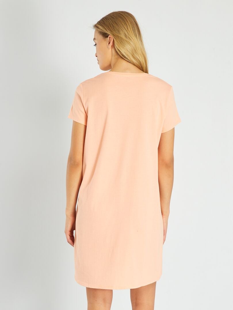 Chemise de nuit imprimé message Orange pêche - Kiabi
