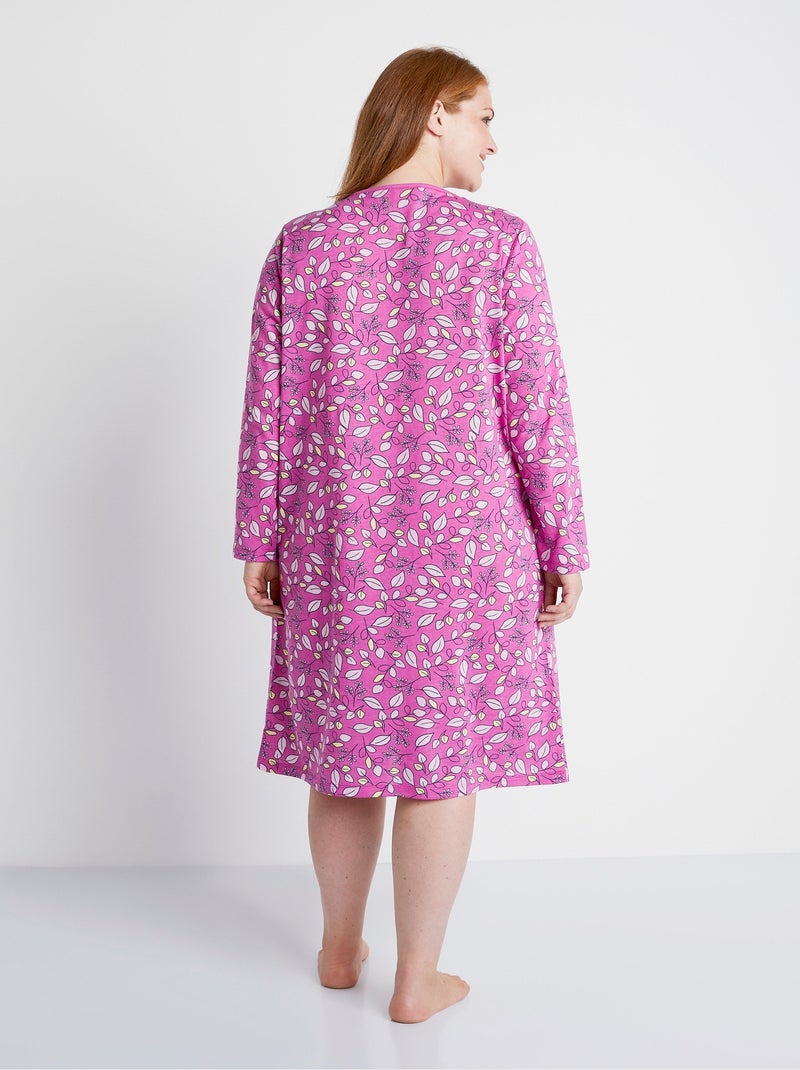 Chemise de nuit imprimé végétal - Afibel Rose - Kiabi