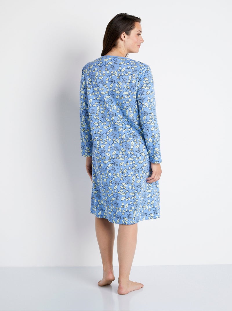 Chemise de nuit imprimé végétal Bleu - Kiabi