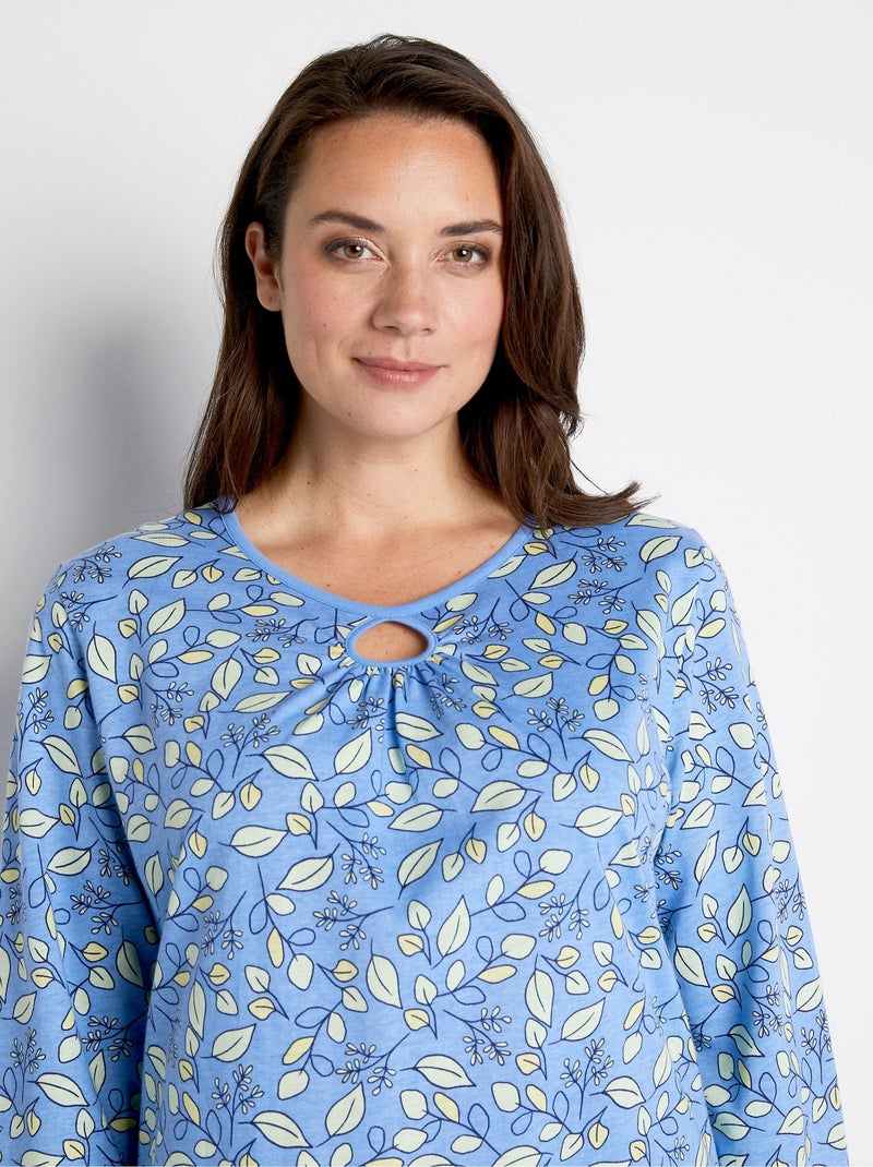 Chemise de nuit imprimé végétal Bleu - Kiabi