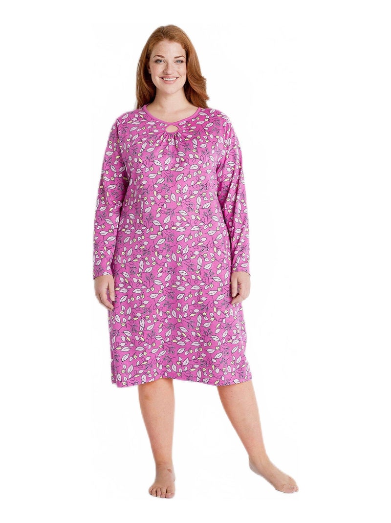 Chemise de nuit imprimé végétal Rose - Kiabi