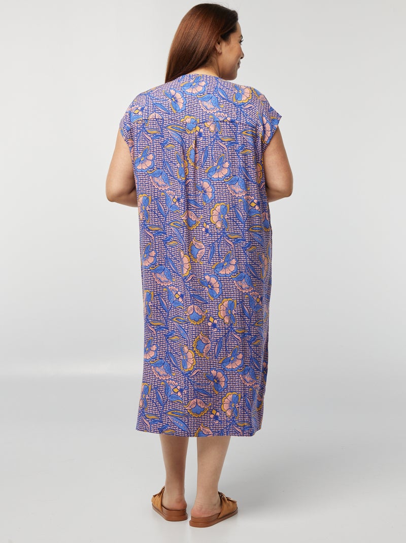 Chemise de nuit imprimée Bleu/rose - Kiabi