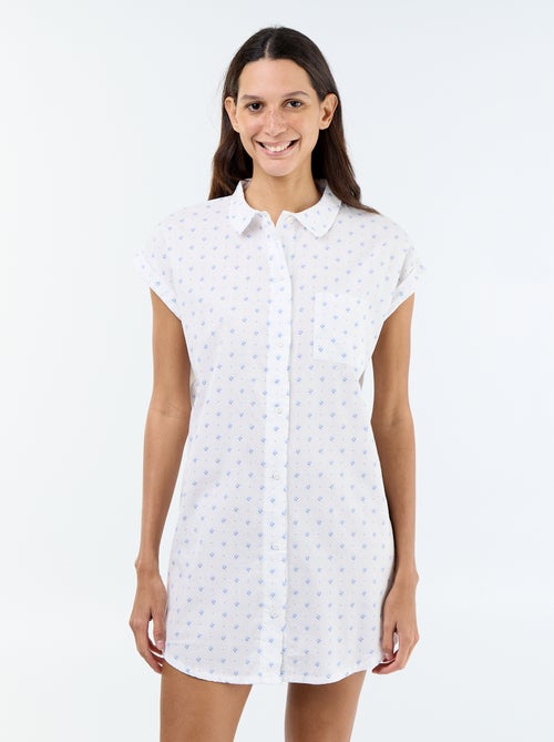 Chemise de nuit imprimée en voile de coton - Kiabi