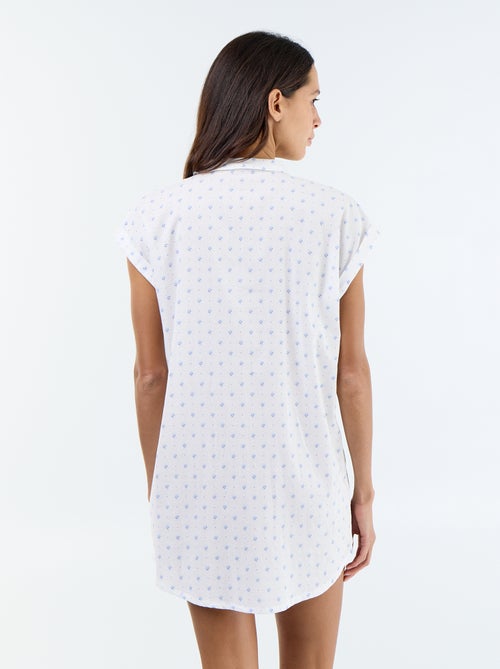 Chemise de nuit imprimée en voile de coton - Kiabi