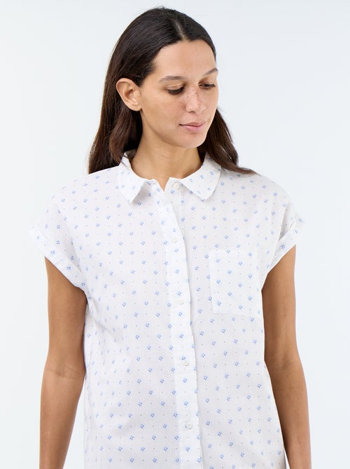 Chemise de nuit imprimée en voile de coton - Kiabi