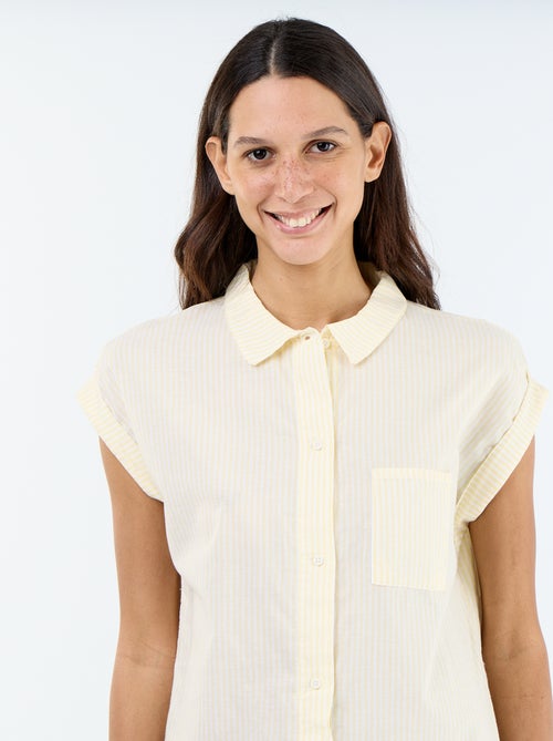 Chemise de nuit imprimée en voile de coton - Kiabi