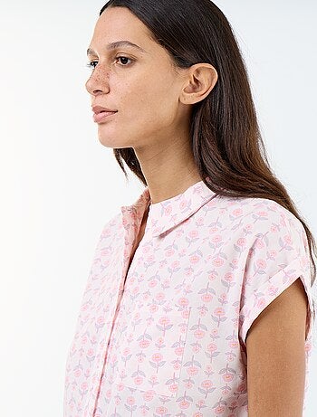 Chemise de nuit imprimée en voile de coton