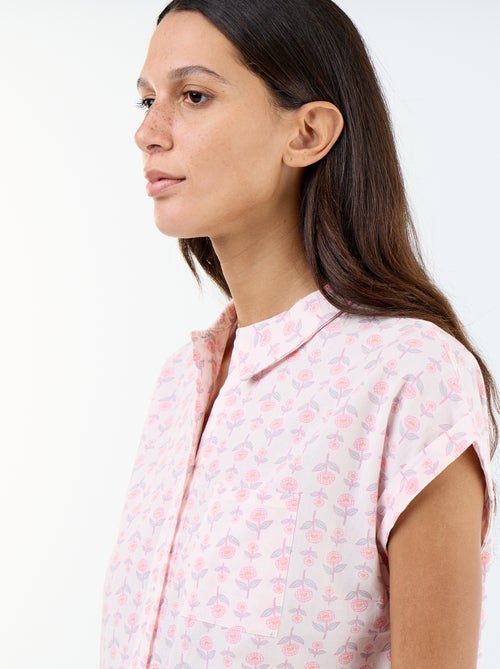 Chemise de nuit imprimée en voile de coton - Kiabi